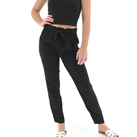 Fashion Nova Pants - FASHION NOVA Blk Soft Pull On Tie Front Pants #BM4